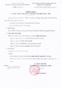 Thong bao HSSV ky cam ket nam hoc 2019-2020
